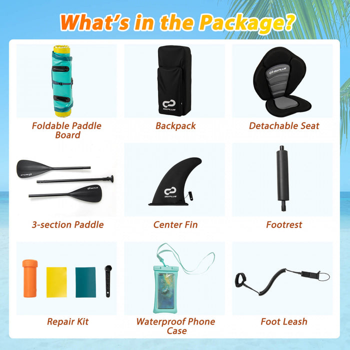 Goplus 11' Inflatable Stand Up Paddle Board For Adults With Kayak Seat Leash Hand Pump,turquoise