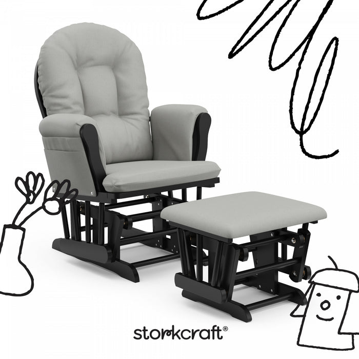 Storkcraft Hoop Glider and Ottoman - Black/Light Gray