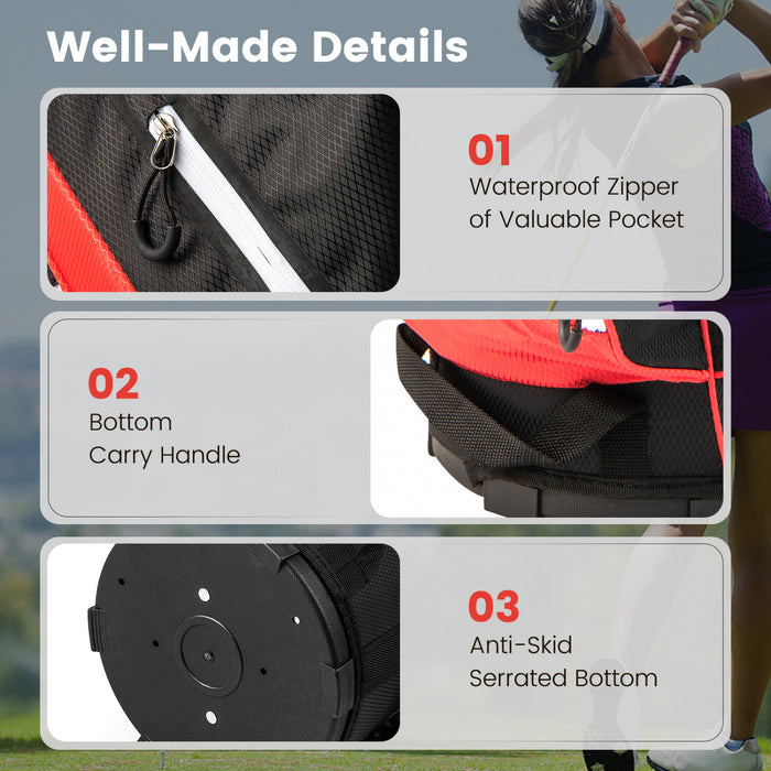 Costway Lightweight Golf Cart Bag With 14 Way Top Dividers 9 Pockets Rain Hood Cooler Bag