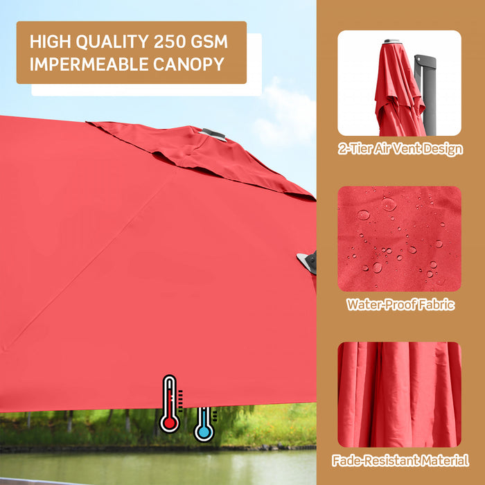 Costway 10x10 ft Patio Offset Cantilever Umbrella Aluminum 360° Rotation Tilt Orange