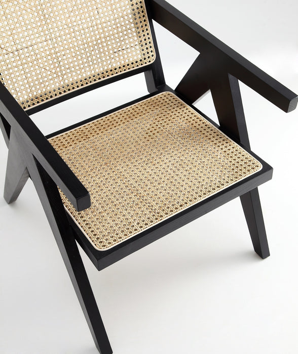 Hamlet Industry Chic Cane Back Wood Accent Armchair in Black and Natural - Set of 2