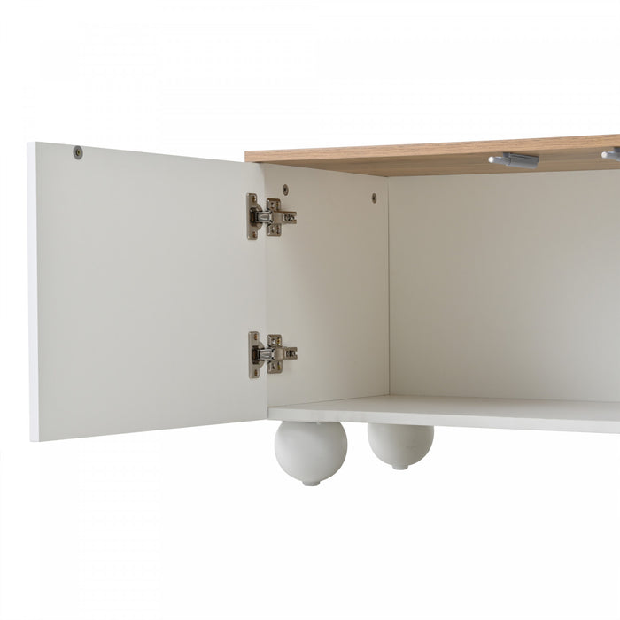 Nathan TV Stand with 4 Doors Large Storage,White