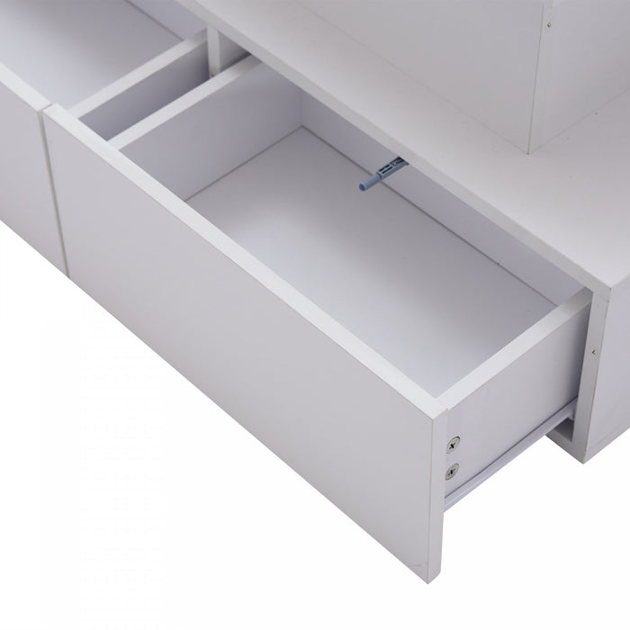 Ethan Lift-Top Coffee Table with LED Lighting and Storage Drawers,White