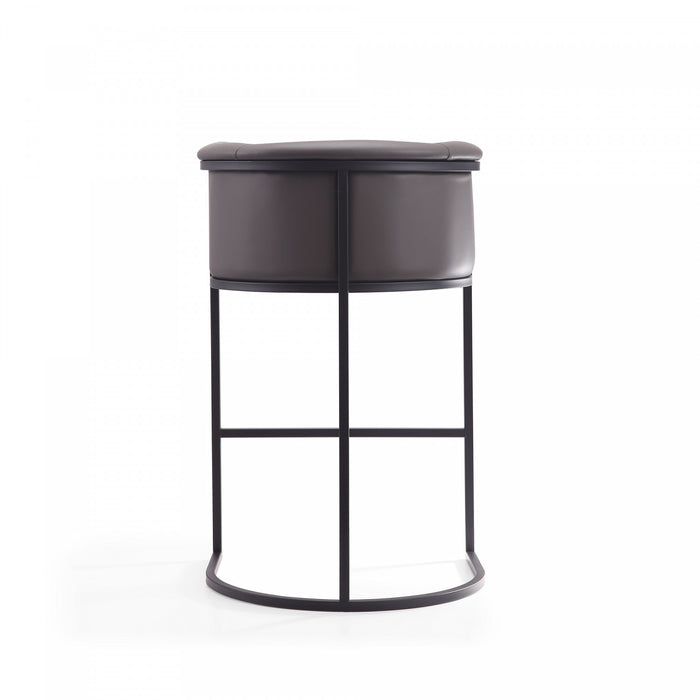 Cosmopolitan Mid-Century Modern Metal Upholstered Barstool in Graphite - Set of 2 Bar Stool