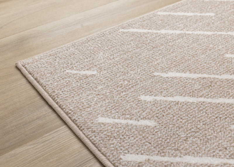 Covington Beige Cream Diagonal Rain Streaks Design Rug, 5'3\" x 7'7\" Indoor Area Rug