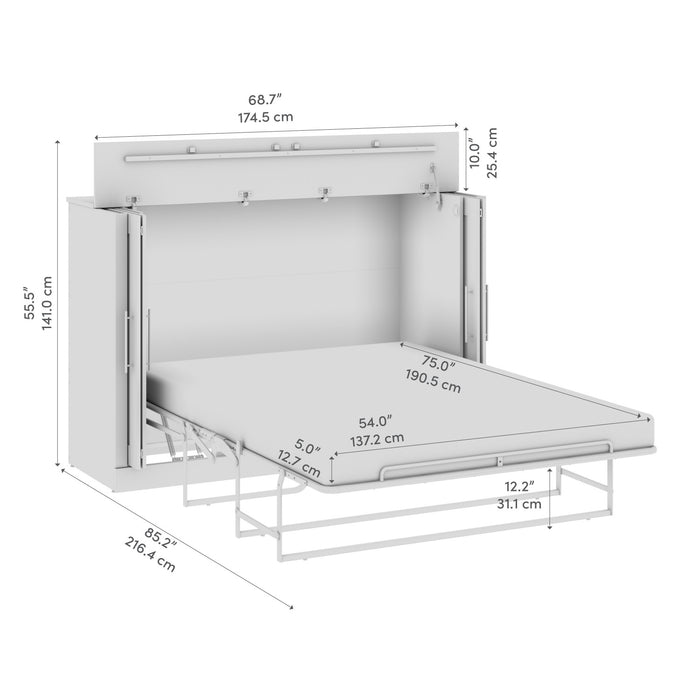 Bestar Nebula 75 W Queen Cabinet Bed with Mattress - White