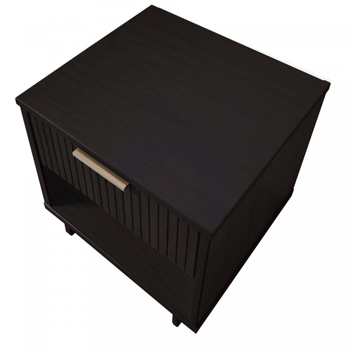 Granville Modern 18\" Nightstand in Black (1-Drawer) - Set of 2