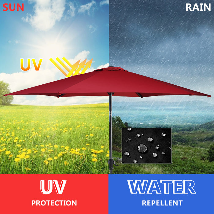 Costway 9FT Patio Umbrella Sun Shade Market Steel Tilt W/ Crank Yard Garden Burgundy