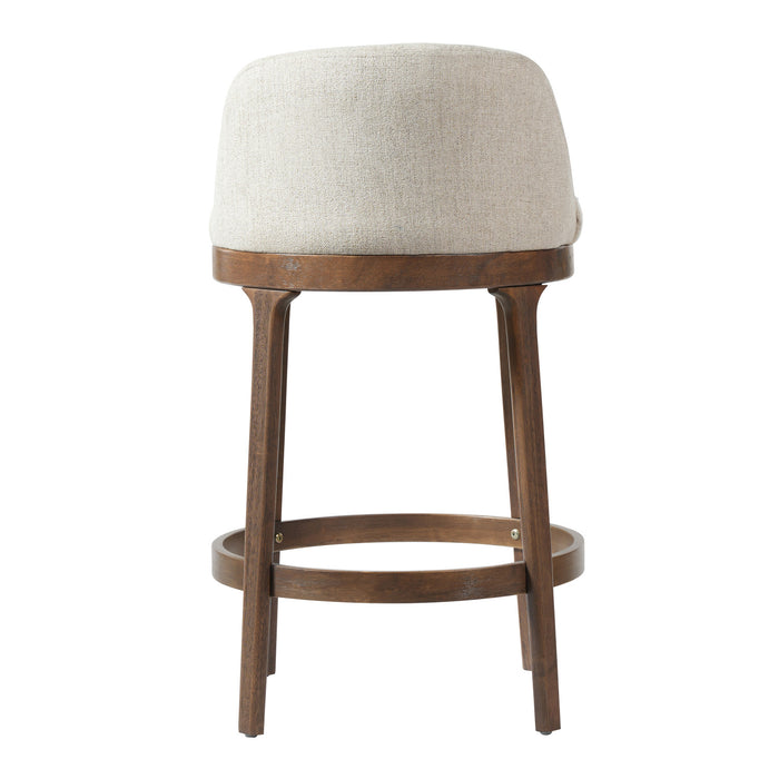 Amelia Ergonomic Rubberwood Counter Height Bar Stool Set of 2 with Upholstered Fabric,Walnut