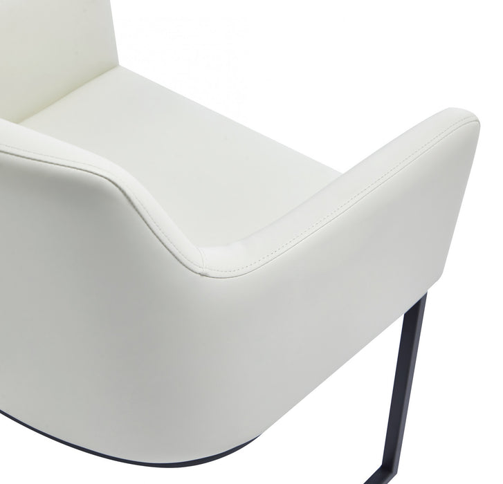 Serena Modern Metal Vegan Leather Armchair in Ivory - Set of 2 Dining Chair