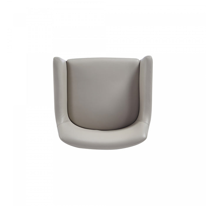 Serena Modern Metal Vegan Leather Armchair in Light Gray - Set of 2 Dining Chair