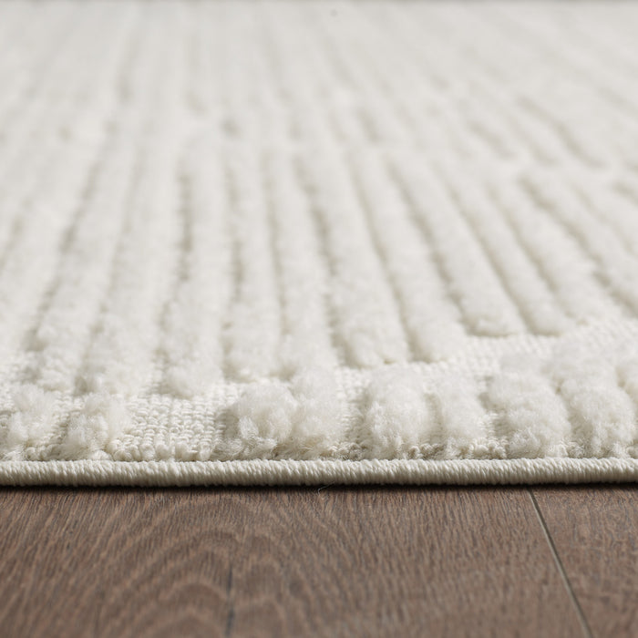Quinto Lattice Large Cream Shag Area Rug - 2'7\" x 8'