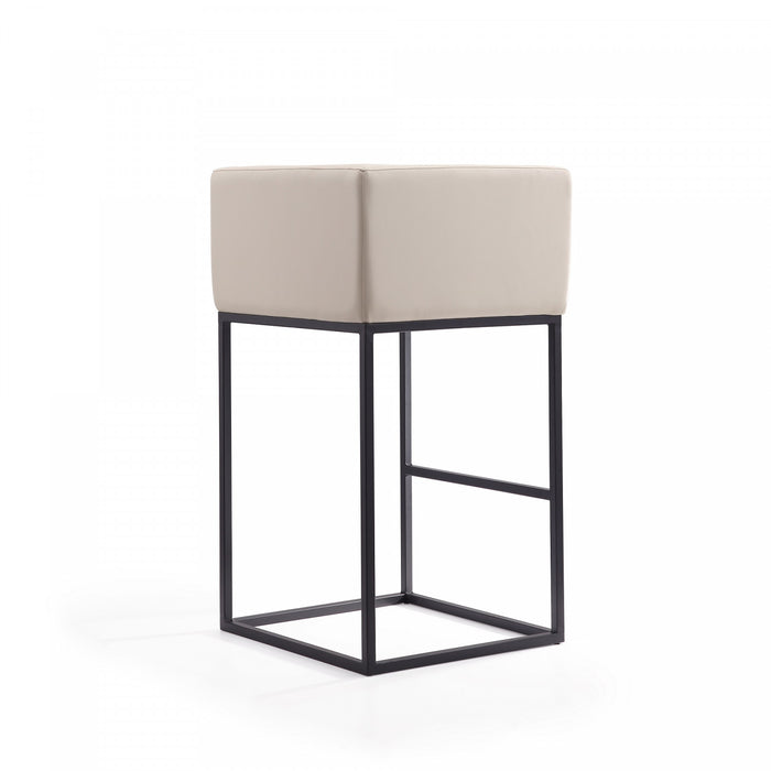 Embassy Mid-Century Modern Metal Upholstered Barstool in Cream - Set of 3