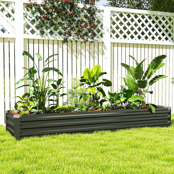 Outsunny 8x2x1ft Raised Garden Bed Large Galvanized Elevated Planter Box
