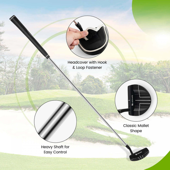 Ultimate 35\" Golf Putter Mallet Style Putter With Alignment Aid Rubber Grip & Head Cover