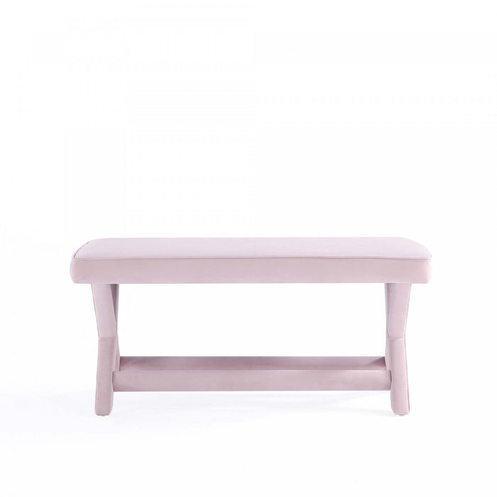 Abigail Mid-Century Modern Upholstered Velvet Accent Bench in Pink