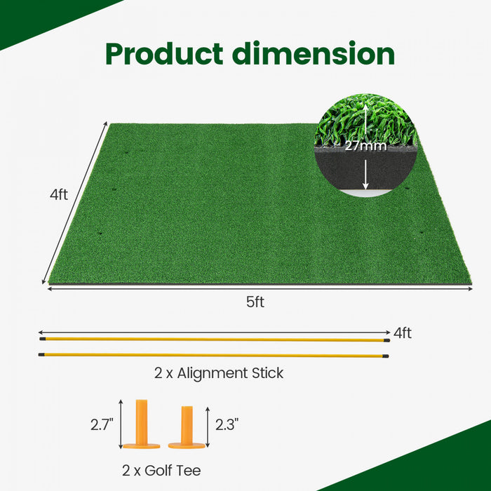 Costway 5 X 4 Ft Golf Hitting Mat Artificial Indoor Outdoor Turf Golf Training Mat 27 Mm