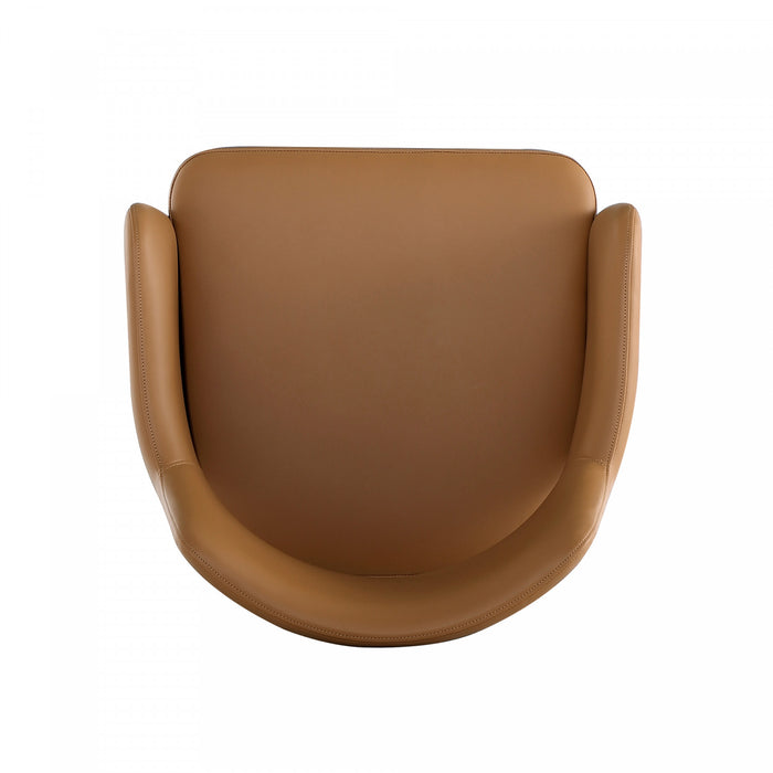 Tremont Modern Metal Vegan Leather Armchair in Saddle