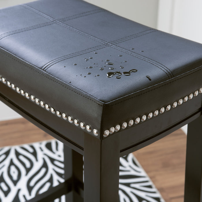 Claridge Faux Leather Backless Barstool - Black