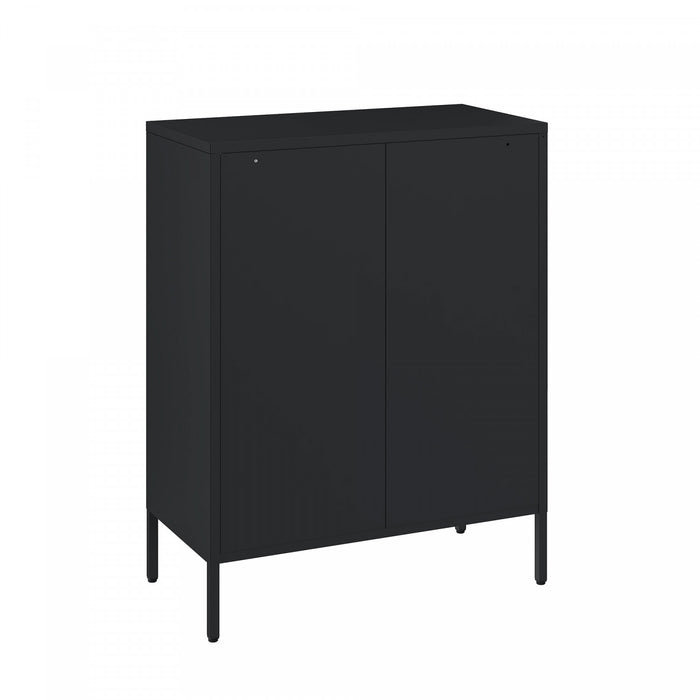 Amelia Modern 32\" Metal Accent Cabinet in Black