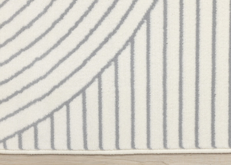 Forte White Grey Curved Arches Indoor Area Rug - 7'9\" x 10'6\"