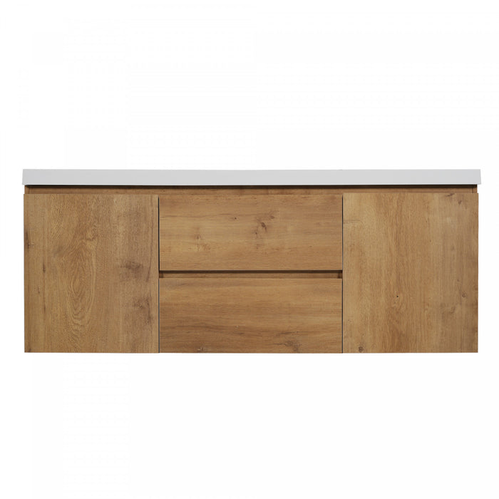 Ethan 59.3-Inch Double Sink Bathroom Vanity with Soft-Close Storage,Wood
