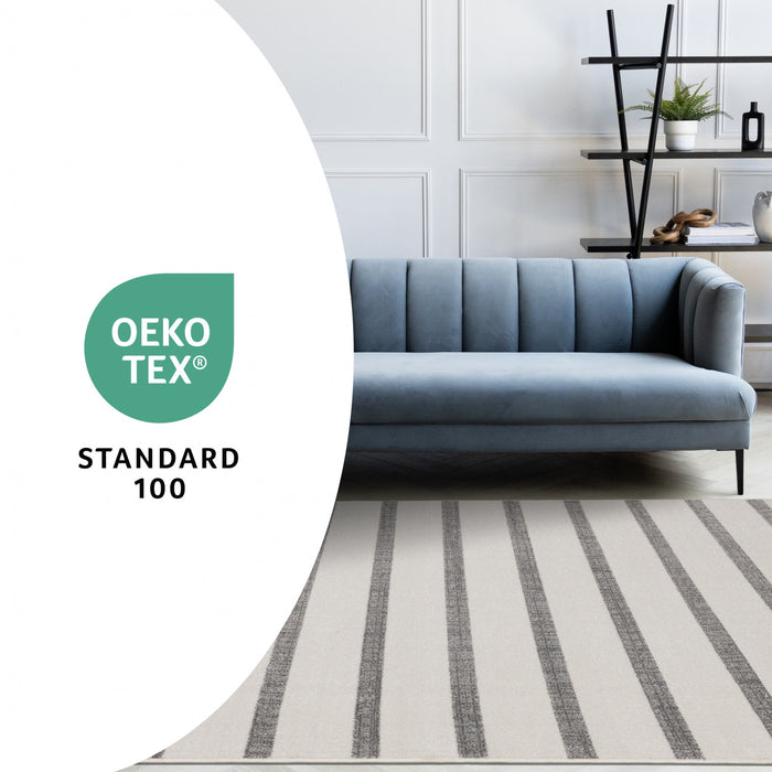 Covington Grey White Striped Rug, 7'10\" x 10'6\" Indoor Area Rug