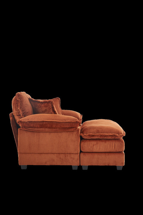 Liam 46.9\" Modern indoor corduroy sofa with 2 soft cushions ,Orange Sofa