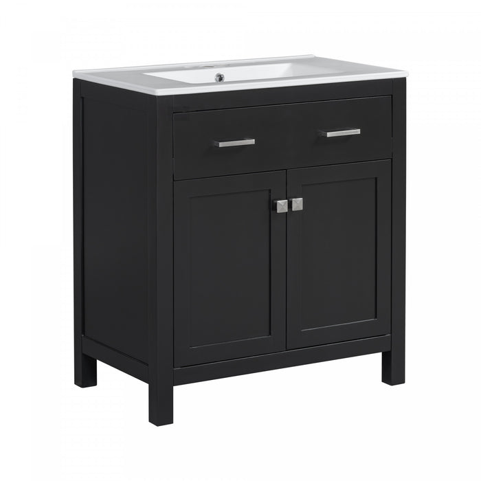 Felix 60 Inch Modern Double Bathroom Vanity with Ceramic Sink & Storage Cabinet, Black