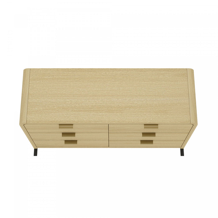 Grace Modern 60\" Dresser in Natural Oak (6-Drawer)