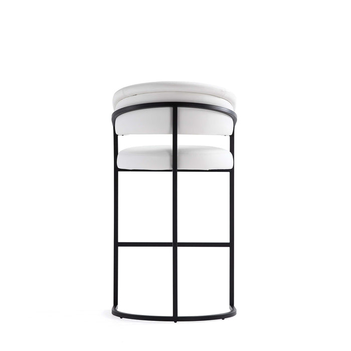 Augusta Modern Metal Upholstered Barstool in White - Set of 3