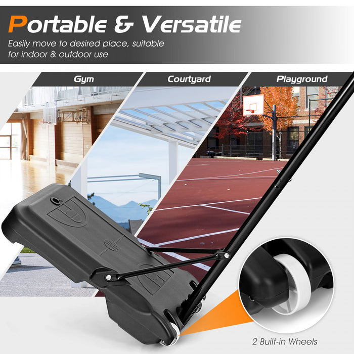 Costway Adjustable Kids Basketball Hoop Stand W/tough Net Shatterproof Backboard Wheel