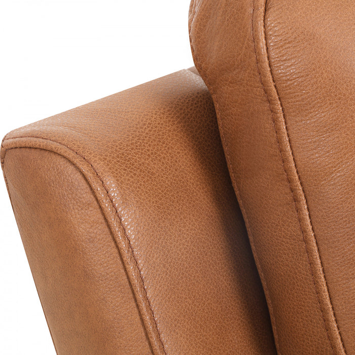Bellamy 37 in. Leather Match Power Glider Recliner with Adjustable Headrest and USB - Cognac