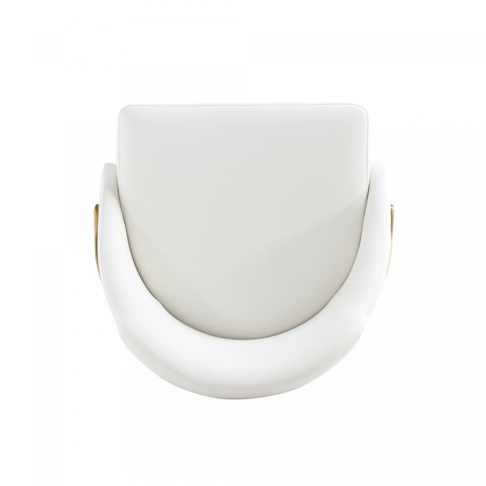 Gracie Modern Metal Vegan Leather Dining Chair in White and Gold