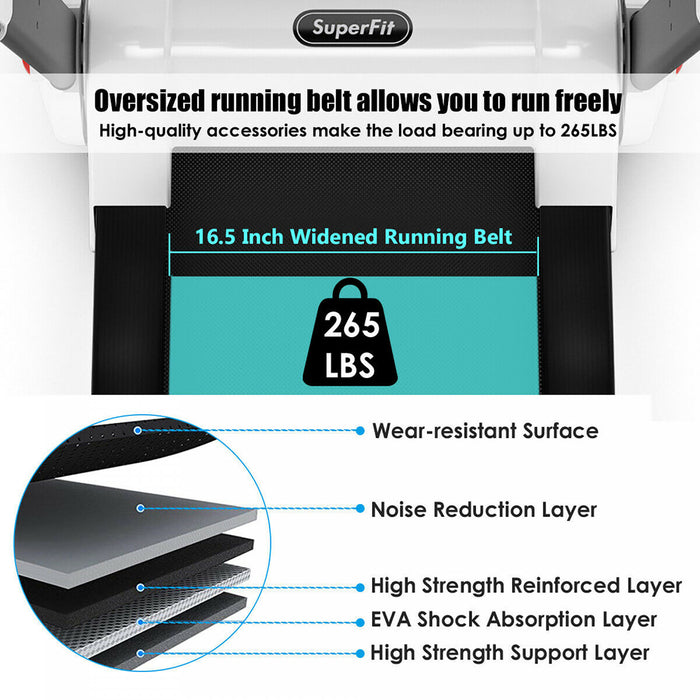 Superfit 2.25hp Folding Electric Motorized Treadmill W/ Speaker