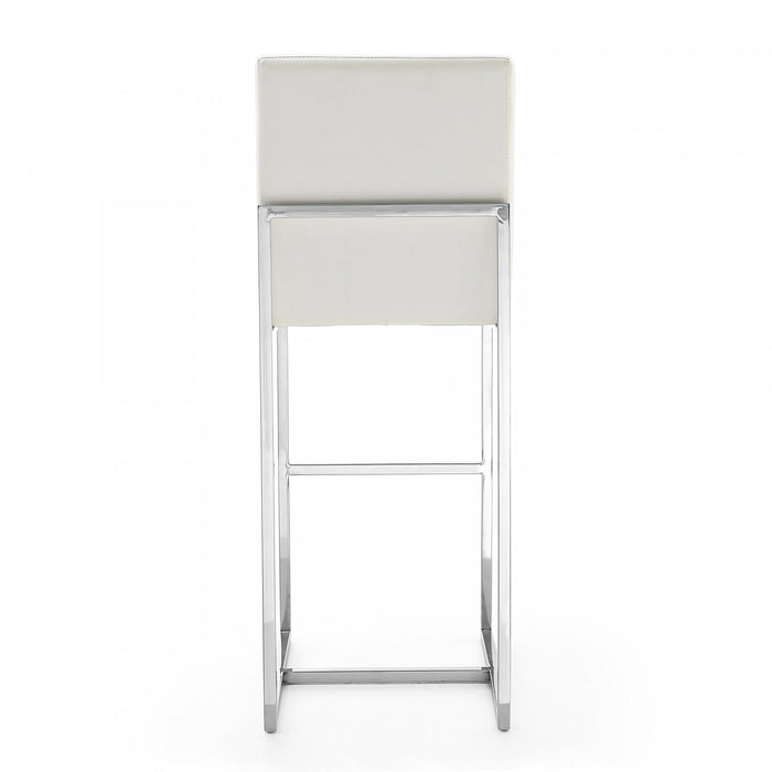 Element Modern Metal Upholstered Barstool in Pearl White - Set of 3