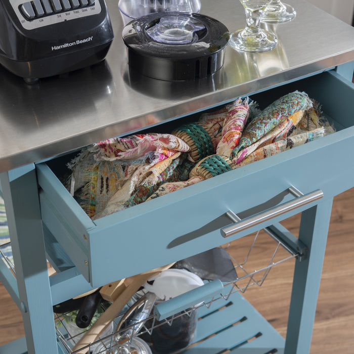 Clarke Kitchen Bar Cart - Blue