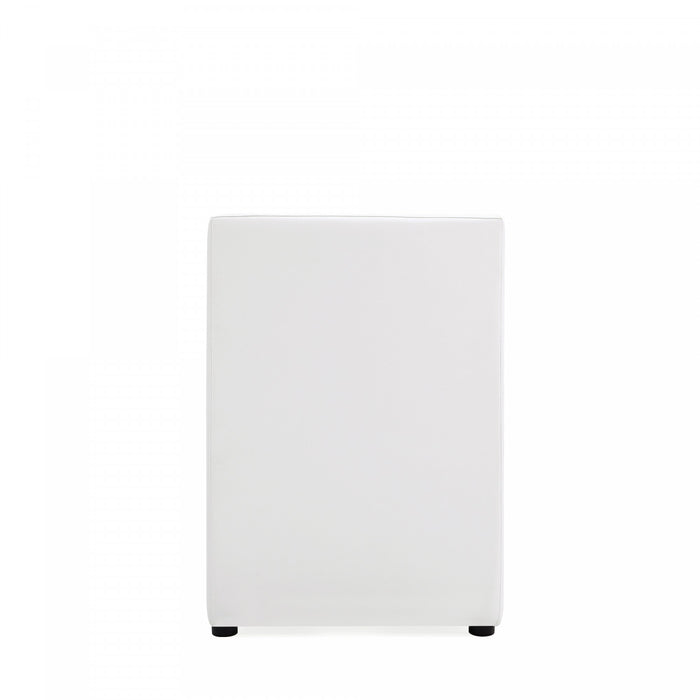 Anna Square Modern Vegan Leather Armchair in White - Set of 2