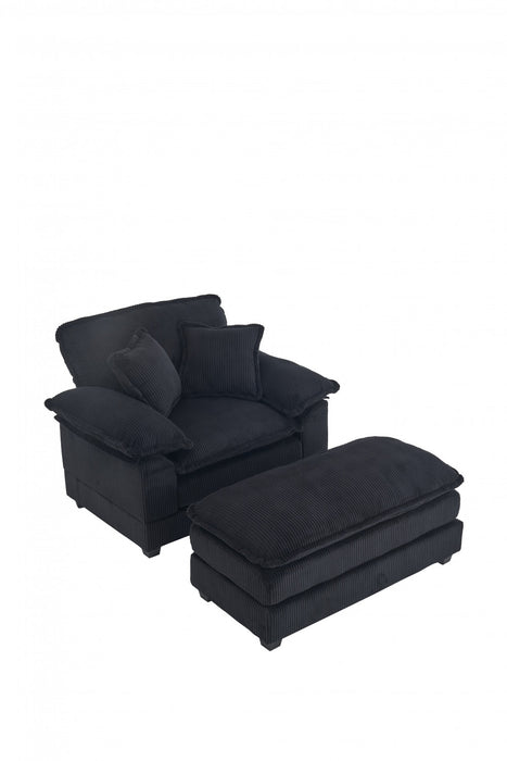Liam 46.9\" Modern indoor corduroy sofa with 2 soft cushions ,Black Sofa
