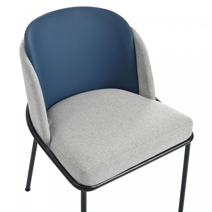 Olivia Set of 4 Modern Dining Chair with Slanted Legs and Adjustable Feet,Blue&Gray