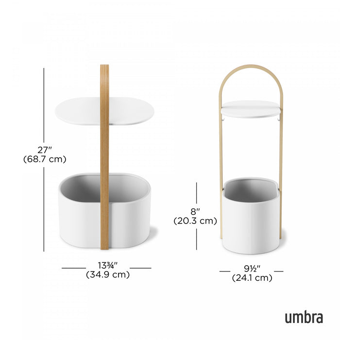 Umbra Modern Steel Bellwood Storage End Table - White and Natural