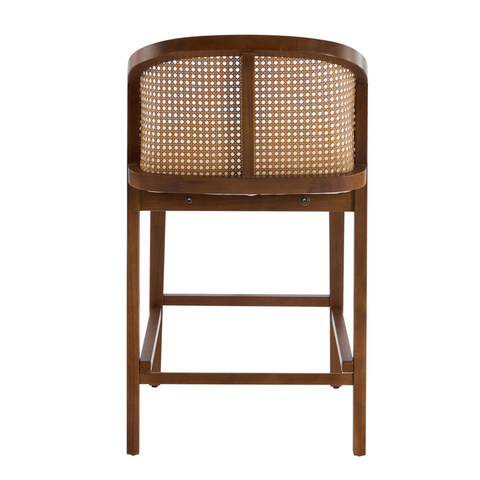 Tatti Rubber Wood Counter Stools with Cane Back Set of 4,Walnut