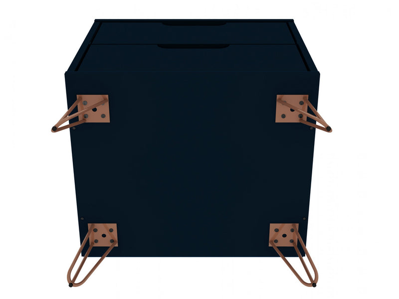 Rockefeller Mid-Century Modern 20\" Nightstand in Midnight Blue (2-Drawer) - Set of 2