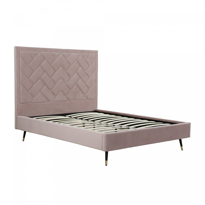 Crosby Modern Upholstered Velvet Queen Bed in Blush