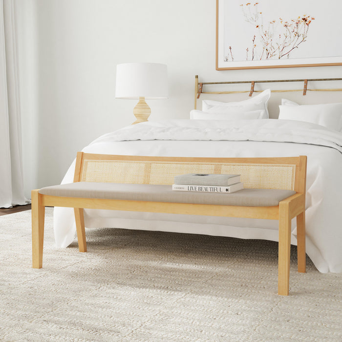 Bauer Fabric Cane Bench - Natural