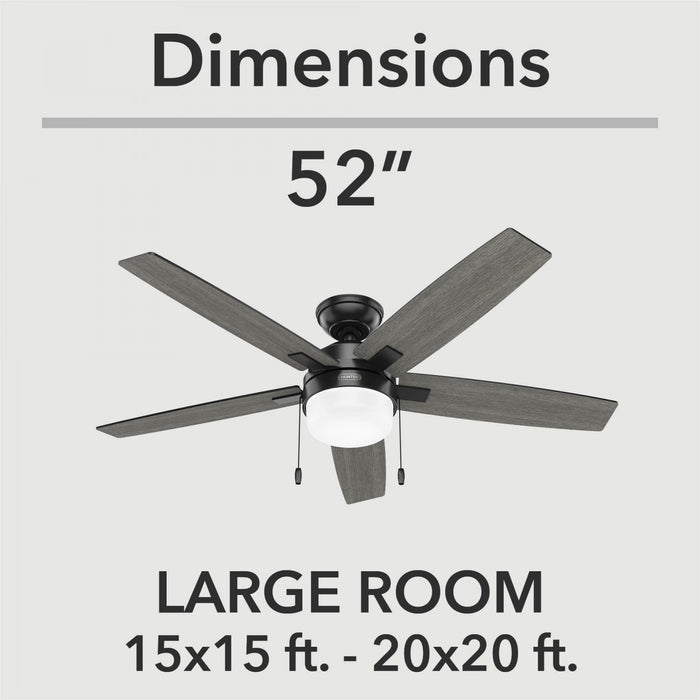 Anisten Ceiling Fan with Light Fixture - Black