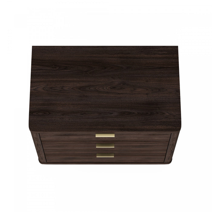 Evelyn Modern 32\" Nightstand in Brown (3-Drawer)
