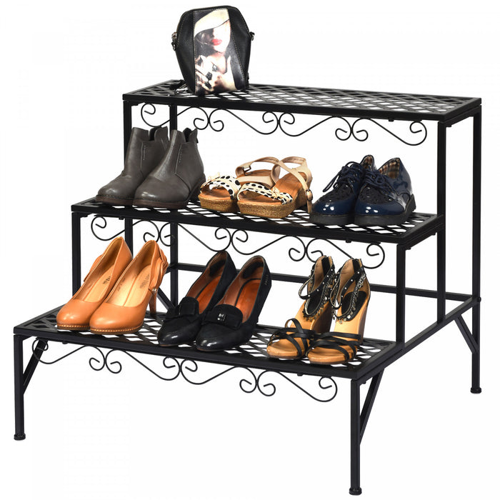 Costway 3 Tiers Metal Plant Stand Ladder Flower Pot Rack Decorative Planter Holder