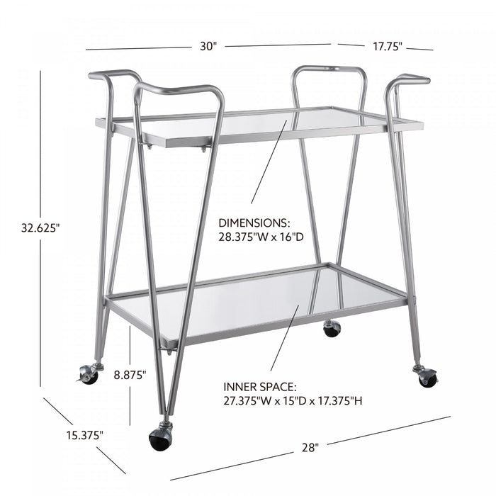 Silver Mid-Century Bar Cart