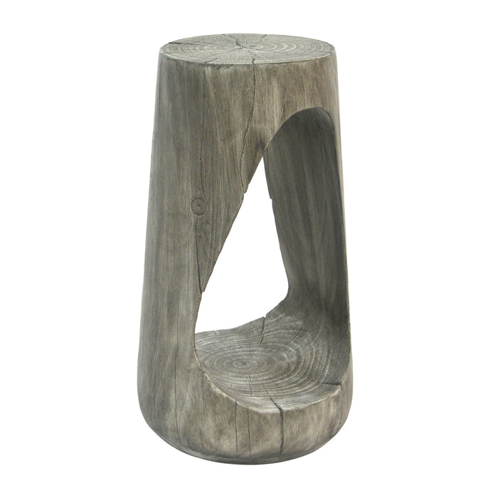 Brio 26.57\" Rustic Tree-Stump MGO Accent Table, Unique Wood Grain Indoor Side Table, Grey